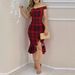 Women's Clothing One Shoulder Sexy Off Shoulder Ruffle Dress_ecoleips.com