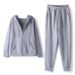 Women's Loose Fit Hoodie And Pants Set Casual Outfit Grey M-5XL_ecoleips.com
