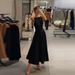 Black Sleeveless Waist Pendulum Dress Temperament Commuter Medium Long Dress For Women Elegant Daily Wear Party Outfit_ecoleips.com