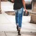 Women's Straight Leg Jeans Ripped Details Stretch Cigarette Pants European American Style Denim_ecoleips.com