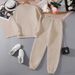 Unisex Cozy Fleece Hoodie And Jogger Set Letter Print Casual Loungewear Pullover Sweatshirt with Pockets for Winter_ecoleips.com