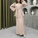 Elegant Muslim Two-Piece Set: Modest Long-Sleeve Shirt + Maxi Skirt – Breathable Polyester, Versatile & Stylish For Women_ecoleips.com
