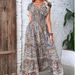 European And American Women's Clothing, Bohemian Style 2026 New V-neck Long Dress, Waist-cinching Floral_ecoleips.com