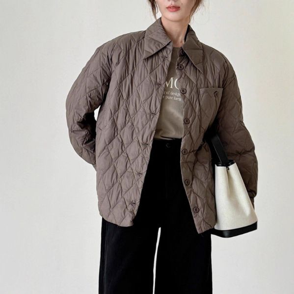 girl Girl Jiangnan Same Style 2025 New White Duck Autumn Winter Shirt-style Loose Down Jacket For Women Lightweight Coat_ecoleips.com
