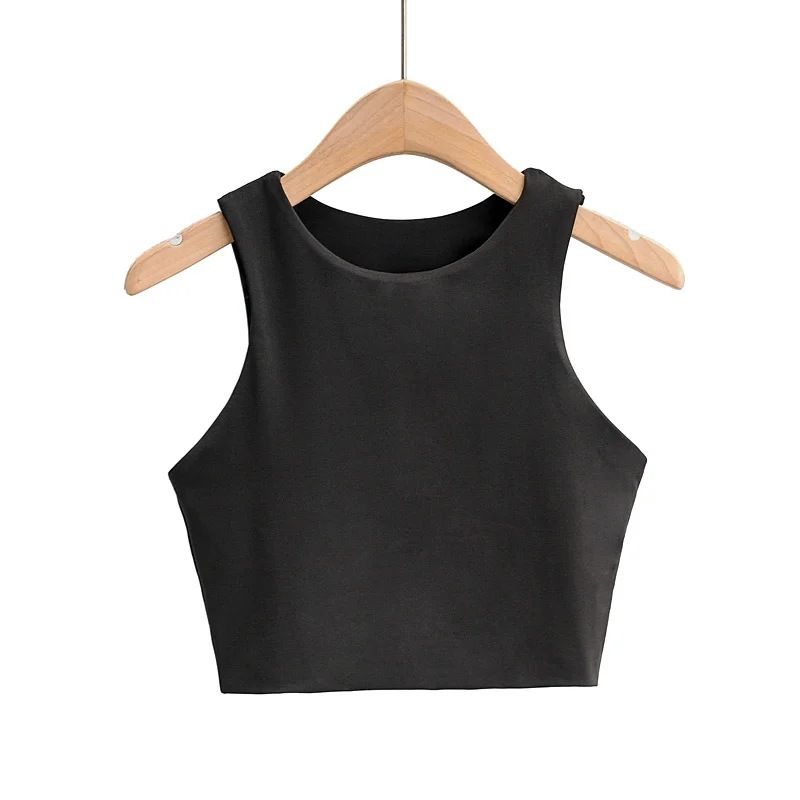 2024 Summer Fashion Women Sexy Slim Tops O-neck Sleeveless Double Nylon Ladies Good Quality Tank Tops 6 Colors_ecoleips.com