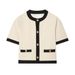 Women's European American Style Color Block Trim Pant Set Short Sleeve Suit Jacket Casual Trousers Fashionable Export Clothing_ecoleips.com