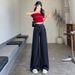 Tencel Denim Blue Wide-Leg Jeans For Women, Summer Thin High-Waisted Slimming Loose Drapey Floor-Length Straight Pants_ecoleips.com