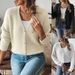 Women's Faux Mink Fur Cardigan With Pearl Buttons - Elegant Knit Open Front Sweater For Autumn Winter (Black/White/Beige)_ecoleips.com