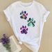 Eurean And American Cross-border Foreign Trade Women's Clothing Cartoon Animal Print Round-neck Short-sleeve T-shirt_ecoleips.com