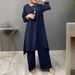 Women's Clothing Sportswear Elegant Puff Sleeve Round Neck Shirt Loose Fashion Wide Leg Pants Suit_ecoleips.com