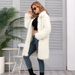 Elegant Faux Fur Coat For Women - Long Plush Collar Winter Coat With Pockets, Chic & Warm Outerwear For Fall & Winter_ecoleips.com