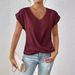 Women's Clothing Women's Elegant V-Neck T-Shirt Solid Color Short Sleeve Top For Spring And Summer Fashion Comfortable Fit_ecoleips.com
