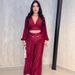 Women's Clothing Summer 2026 Style Two Piece Set Crop Top With Ruffles Wide Leg Pants Casual American Style Polyester_ecoleips.com