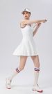 White Tennis Dress Women's Summer Quick-drying Breathable V-neck Sleeveless Pleated Skirt Professional Badminton Sports Skirt_ecoleips.com