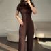 European And American Style Women's Clothing 2026 Spring New Fashion Round Neck Slim Casual Versatile Loose Stretch Wide Leg Pants Suit_ecoleips.com