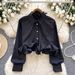 Romantic Floral Blouse – Ruffled V-Neck With Detachable Bow (One Size, Soft Satin, 6 Colors) Breathable Comfort_ecoleips.com