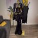 Elegant Flocked Floral Sheer Mesh Long Sleeve Dress With Slip Lining - Stretchy Ruffle Hem A-Line Party Gown_ecoleips.com