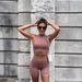Y2k Sporty Two-Piece Set – Cropped Workout Top & High-Waist Shorts (Dusty Pink, S-Xl) Sweat-Wicking Magic_ecoleips.com