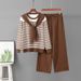 Women's Autumn Winter Fashion Knitted Set with Scarf Sweater And Wide Leg Pants Striped Casual Two-Piece European American Style_ecoleips.com