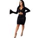 Women's Sexy Lace-Up Long Sleeve Bell Sleeve Dress Autumn Winter New Arrival Extra Lengthy Stylish Girl's Clothing_ecoleips.com