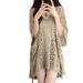 Women's Pure Hollow out Knit Top with Tie Waist Loose Fit Mid-Length Niche Style Summer Alluring Cover up_ecoleips.com