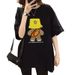 Premium Grey Mid-Length Oversized T-Shirt for Women Short Sleeve Loose Fit Bear Shaped round Neck Covers Hips New Style_ecoleips.com