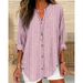 Women's Casual Fashion Striped Shirt Button Detail Long Sleeved Solid Color Autumn Winter New Style_ecoleips.com