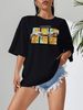 Women's Casual Black T-Shirt Simple round Neck Short Sleeve Breathable Cotton Polyester Floral Print Top for Spring/Autumn Summer_ecoleips.com