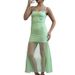 Women's Sexy Solid Color Off Shoulder Halter Mesh Bodycon Midi Dress – Summer Party Gown_ecoleips.com