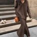 Effortless Knit Sweater & Midi Skirt Set – Oversized V-Neck Pullover + Flowy A-Line Skirt (Wool-Like Acrylic Blend) In Mustard_ecoleips.com