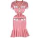 Women's Clothing Temperamental V Neck Waist Knitted Dress Short Sleeved Hip Fishtail Skirt Fashionable Contrast Color Sweater Dress_ecoleips.com