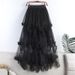 K Sweet Asymmetrical Mesh Skirt, New High-waisted Midi A-line Puffy Fairy Cake Skirt For Women._ecoleips.com
