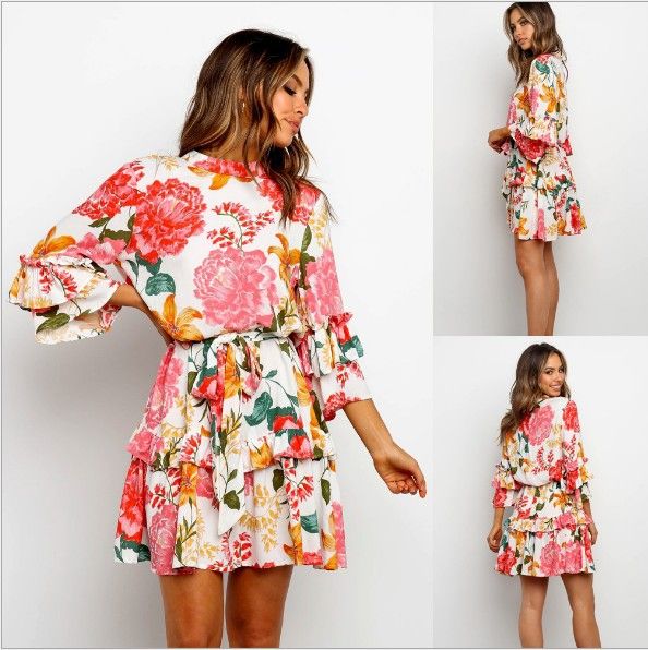 Cross-border 2025 New European And American Spring/Summer Hot-Selling Fashion Printed Round-Neck_ecoleips.com