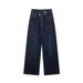 Women's Clothing Style New Women's Fashion Double Breasted High Waist Wide Leg Jeans_ecoleips.com