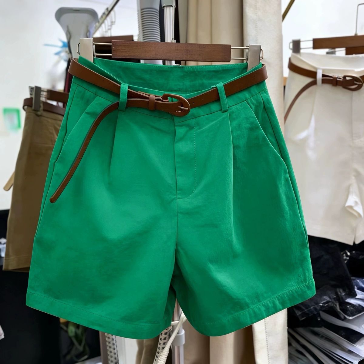 Women's Wide Leg Cargo Pants High Waist Loose Fit Casual Style with Belt Pair Thin Five Point Summer New_ecoleips.com