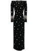 K New Fashion Heavy Industry Nail Bead Inlaid Diamond Slim Fit Long Dress Formal Dress Long Skirt_ecoleips.com