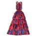 Carefully Selected European And American Style Fashion Halter Neck Backless Sleeveless Waist-cinching Tie-dye Printed_ecoleips.com