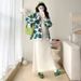 Real Shot Maternity Wear Autumn Winter Loose Camellia Embroidery Design Elegant Age-Reducing Versatile Sweater Cardigan_ecoleips.com