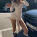 Summer New Hot Sexy Slim Long Sleeved Tie up Fake Two Piece Bodysuit for Women Cross Border Trade Europe And America Style_ecoleips.com
