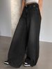 American-style Washed Blue Wide-leg Extra-long Floor-length Ripped Loose-fit Casual Jeans For Women_ecoleips.com