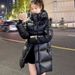 "Black & Gold Mid-Length Down Coat For Women & Men - Windproof Winter Jacket With Detachable Hood, Ultra-Warm Duck Down Slimming Silhouette_ecoleips.com