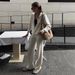 Women's Knitted Cardigan Sweater Set With Wide Leg Trousers Zip Up American Style Fashion Autumn Winter_ecoleips.com