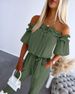 Women's Clothing One Shoulder Lace Jumpsuit With Original Fabric Belt_ecoleips.com