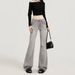 High-waisted, Frayed, Low-rise, Slightly Flared Jeans For Tall Women, Spring/summer, With Raw Edges Embroidery, Slim-fit_ecoleips.com
