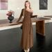Women's 2 Piece One Shoulder Long Sleeve Top And High Waist Asymmetrical Midi Skirt Set – Slimming Fall Winter Outfit_ecoleips.com