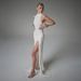Summer Fashion High Slit Short Sleeve Long Dress for Women Sexy Waist Slim Fit Elegant Cross Border Style_ecoleips.com