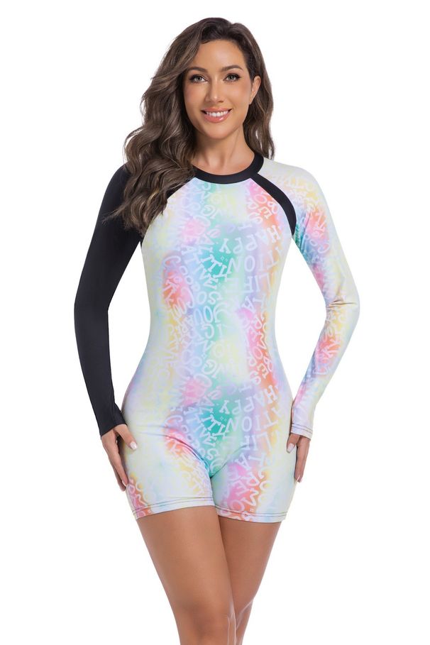 Women's One Piece Sports Swimsuit Zipper Sun Protection Jellyfish Print Diving Surfing Suit_ecoleips.com