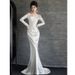 French Style Light Wedding Dress Simple Long Sleeve Off-Shoulder Bridal Gown Elegant White Mermaid Style_ecoleips.com