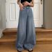 American-style Washed Wide-leg Jeans For Women, New Loose Straight Casual Pants, Slightly Oversized/European And_ecoleips.com