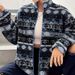 Women’s Clothing Autumn and Winter Geometric Pattern Casual All match Zippered Woolen Coat Hooded Plush Sweater Plush Warm_ecoleips.com